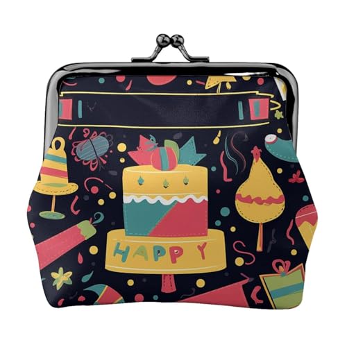 Kleine Geldbörse mit Aufschrift "Happy Birthday" für Frauen, Kiss-Lock-Geldbörse, Leder, niedliche Münzgeldbörse, Mini-Münztasche, Kleingeldbörse, Schlüsselhalter von LHDGBNV