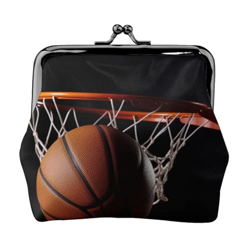 Kleine Geldbörse mit Basketballmotiv für Damen, Kiss-Lock-Geldbörse, Leder, niedliche Münzgeldbörse, Mini-Münztasche, Kleingeldbörse, Schlüsselhalter von LHDGBNV