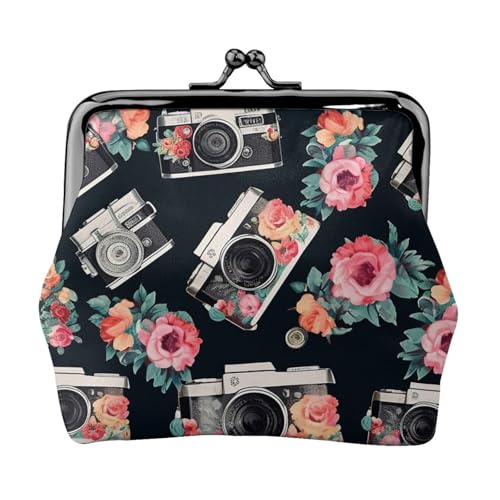 Kleine Geldbörse mit Blumenmotiv für Frauen, Kiss-Lock-Geldbörse, Leder, niedliche Münzgeldbörse, Mini-Münztasche, Kleingeldbörse, Schlüsselhalter von LHDGBNV