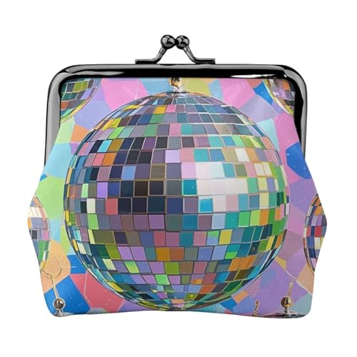 Kleine Geldbörse mit Discokugel-Muster, für Damen, Kiss-Lock-Geldbörse, Leder, niedliche Münzbörse, Mini-Münztasche, Kleingeldbörse, Schlüsselhalter Kleine Geldbörse mit Discokugel-Muster, für Damen, Kiss-Lock-Geldbörse, Leder, niedliche Münzbörse, Mini-Münztasche, Kleingeldbörse, Schlüsselhalter von LHDGBNV