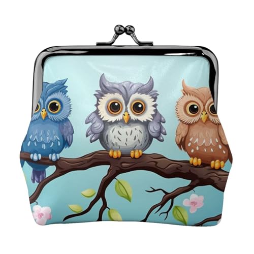 Kleine Geldbörse mit Eulen auf einem Ast, Kiss-Lock-Geldbörse, Leder, niedliche Münzgeldbörse, Mini-Münztasche, Kleingeldbörse Schlüsselhalter von LHDGBNV