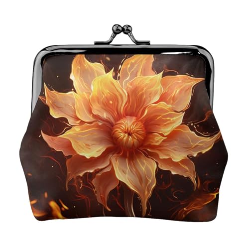 Kleine Geldbörse mit Flammenblüte für Frauen, Kiss-Lock-Geldbörse, Leder, niedliche Münzgeldbörse, Mini-Münztasche, Kleingeldbörse, Schlüsselhalter von LHDGBNV