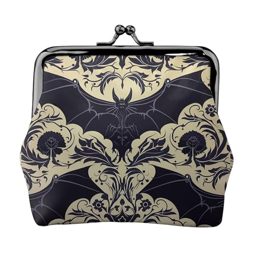 Kleine Geldbörse mit Fledermausmuster für Frauen, Kiss-Lock-Geldbörse, Leder, niedliche Münzgeldbörse, Mini-Münztasche, Kleingeldbörse, Schlüsselhalter von LHDGBNV