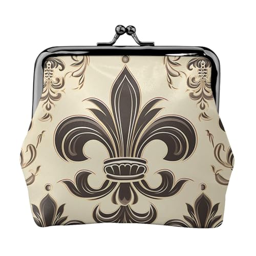 Kleine Geldbörse mit Fleur-De-Lis und Mantelarmen, Ritter, für Damen, Kiss-Lock-Geldbörse, Leder, niedliche Münzbörse, Mini-Münztasche, Kleingeldbörse, Schlüsselhalter von LHDGBNV