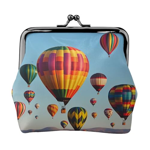 Kleine Geldbörse mit Heißluftballons für Frauen, Kiss-Lock-Geldbörse, Leder, niedliche Münzgeldbörse, Mini-Münztasche, Kleingeldbörse Schlüsselhalter von LHDGBNV