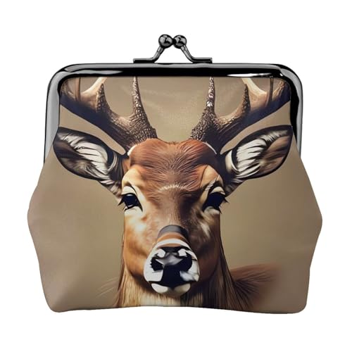 Kleine Geldbörse mit Hirschkopf-Druck, für Damen, Kiss-Lock-Geldbörse, Leder, niedliche Münzgeldbörse, Mini-Münztasche, Kleingeldbörse, Schlüsselhalter Kleine Geldbörse mit Hirschkopf-Druck, für Damen, Kiss-Lock-Geldbörse, Leder, niedliche Münzgeldbörse, Mini-Münztasche, Kleingeldbörse, Schlüsselhalter von LHDGBNV