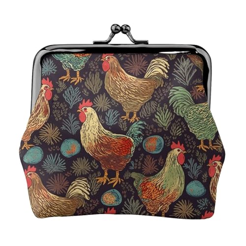 Kleine Geldbörse mit Hühnermotiv für Frauen, Kiss-Lock-Geldbörse, Leder, niedliche Münzgeldbörse, Mini-Münztasche, Kleingeldbörse, Schlüsselhalter von LHDGBNV