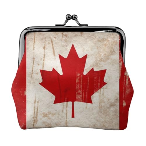 Kleine Geldbörse mit Kanada-Flagge für Damen, Kiss-Lock-Geldbörse, Leder, niedliche Münzgeldbörse, Mini-Münztasche, Kleingeldbörse Schlüsselhalter von LHDGBNV