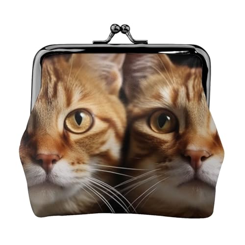 Kleine Geldbörse mit Katzenmotiv für Frauen, Kiss-Lock-Geldbörse, Leder, niedliche Münzgeldbörse, Mini-Münztasche, Kleingeldbörse, Schlüsselhalter von LHDGBNV