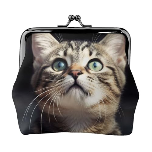 Kleine Geldbörse mit Katzenmotiv für Frauen, Kiss-Lock-Geldbörse, Leder, niedliche Münzgeldbörse, Mini-Münztasche, Kleingeldbörse, Schlüsselhalter von LHDGBNV