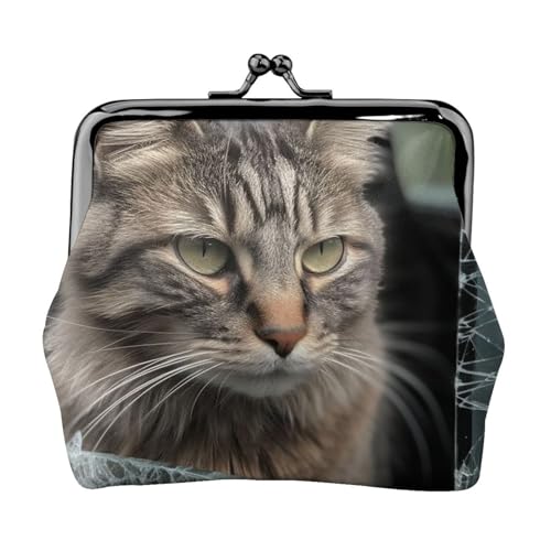 Kleine Geldbörse mit Katzenmotiv im Auto, kleine Münzbörse für Frauen, Kiss-Lock-Geldbörse, Leder, niedliche Münzgeldbörse, Mini-Münztasche, Kleingeldbörse, Schlüsselhalter von LHDGBNV