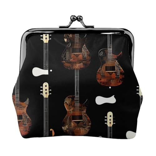 Kleine Geldbörse mit Kunstgitarre für Frauen, Kiss-Lock-Geldbörse, Leder, niedliche Münzgeldbörse, Mini-Münztasche, Kleingeldtasche, Schlüsselhalter von LHDGBNV