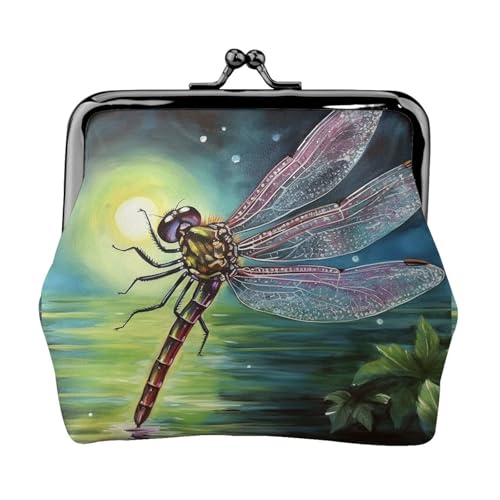 Kleine Geldbörse mit Libellenmalerei, für Damen, Kiss-Lock-Geldbörse, Leder, niedliche Münzbörse, Mini-Münztasche, Kleingeldbörse, Schlüsselhalter Kleine Geldbörse mit Libellenmalerei, für Damen, Kiss-Lock-Geldbörse, Leder, niedliche Münzbörse, Mini-Münztasche, Kleingeldbörse, Schlüsselhalter von LHDGBNV