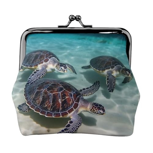 Kleine Geldbörse mit Meeresschildkröten für Frauen, Kiss-Lock-Geldbörse, Leder, niedliche Münzbörse, Mini-Münztasche, Kleingeldbörse, Schlüsselhalter von LHDGBNV