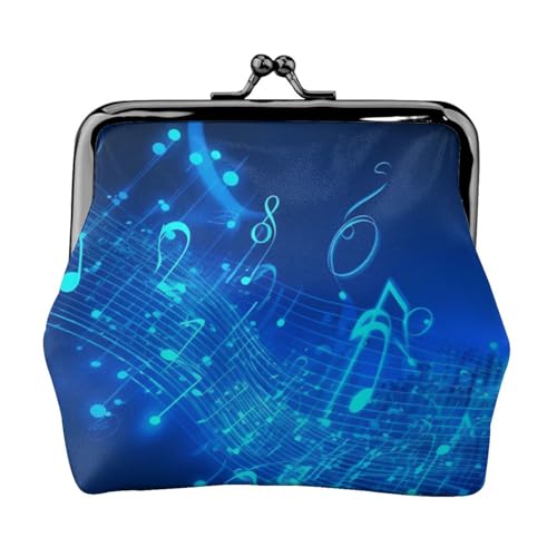 Kleine Geldbörse mit Musiknoten für Frauen, Kiss-Lock-Geldbörse, Leder, niedliche Münzgeldbörse, Mini-Münztasche, Kleingeldbörse, Schlüsselhalter, Blau von LHDGBNV