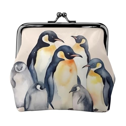 Kleine Geldbörse mit Tierpinguin-Muster für Frauen, Kiss-Lock-Geldbörse, Leder, niedliche Münzgeldbörse, Mini-Münztasche, Kleingeldtasche, Schlüsselhalter von LHDGBNV
