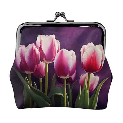 Kleine Geldbörse mit Tulpen für Damen, Kiss-Lock-Geldbörse, Leder, niedliche Münzbörse, Mini-Münztasche, Kleingeldbörse, Schlüsselhalter Kleine Geldbörse mit Tulpen für Damen, Kiss-Lock-Geldbörse, Leder, niedliche Münzbörse, Mini-Münztasche, Kleingeldbörse, Schlüsselhalter von LHDGBNV