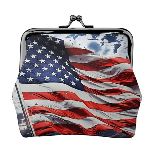 Kleine Geldbörse mit US-Flagge, Kiss-Lock-Geldbörse, Leder, niedliche Münzgeldbörse, Mini-Münztasche, Kleingeldbörse Schlüsselhalter von LHDGBNV