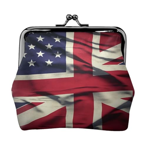Kleine Geldbörse mit USA-Flagge für Frauen, Kiss-Lock-Geldbörse, Leder, niedliche Münzgeldbörse, Mini-Münztasche, Kleingeldbörse, Schlüsselhalter von LHDGBNV
