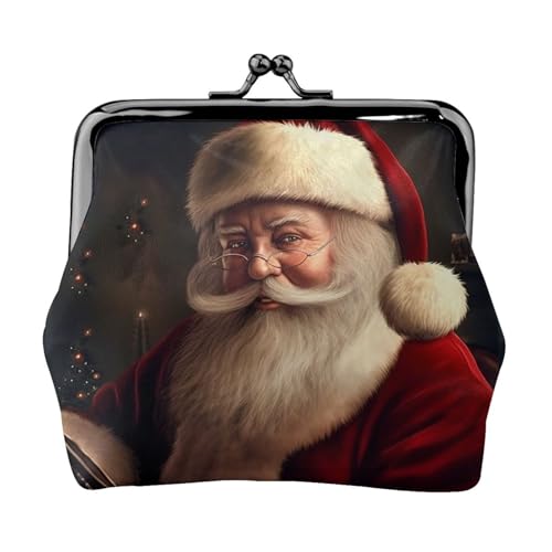 Kleine Geldbörse mit Weihnachtsmann für Frauen, Kiss-Lock-Geldbörse, Leder, niedliche Münzgeldbörse, Mini-Münztasche, Kleingeldbörse, Schlüsselhalter von LHDGBNV