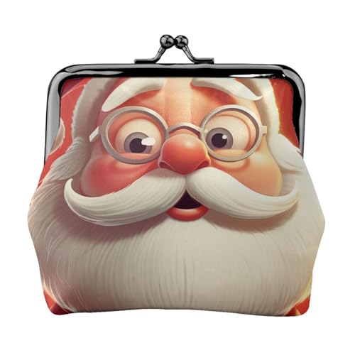 Kleine Geldbörse mit Weihnachtsmann mit Brille, Kiss-Lock-Geldbörse, Leder, niedliche Münzgeldbörse, Mini-Münztasche, Kleingeldtasche, Schlüsselhalter von LHDGBNV