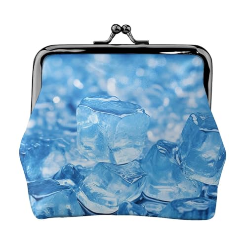 Kleine Geldbörse mit blauem Eiswürfelhintergrund, für Damen, Kiss-Lock-Geldbörse, Leder, niedliche Münzgeldbörse, Mini-Münztasche, Kleingeldtasche, Schlüsselhalter von LHDGBNV