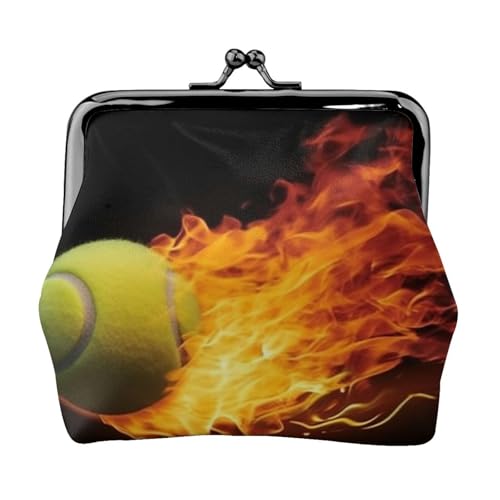 Kleine Geldbörse mit brennenden Tennisbildern, Kiss-Lock-Geldbörse, Leder, niedliche Münzbörse, Mini-Münztasche, Kleingeldbörse, Schlüsselhalter von LHDGBNV