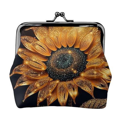 Kleine Geldbörse mit funkelnder Sonnenblume für Frauen, Kiss-Lock-Geldbörse, Leder, niedliche Münzgeldbörse, Mini-Münztasche, Kleingeldbörse, Schlüsselhalter von LHDGBNV
