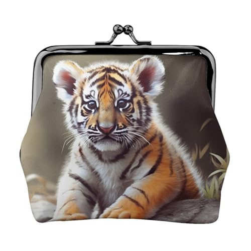 Kleine Geldbörse mit niedlichem Tiger, Kiss-Lock-Geldbörse, Leder, niedliche Münzgeldbörse, Mini-Münztasche, Kleingeldbörse, Schlüsselhalter von LHDGBNV
