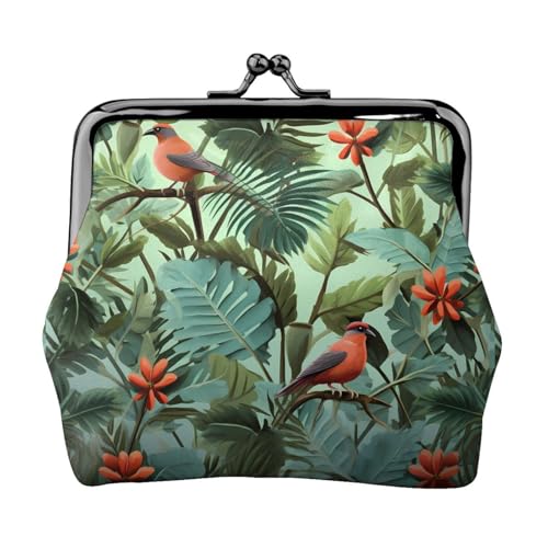 Kleine Geldbörse mit tropischen Pflanzen, Kiss-Lock-Geldbörse, Leder, niedliche Münzgeldbörse, Mini-Münztasche, Kleingeldbörse Schlüsselhalter von LHDGBNV