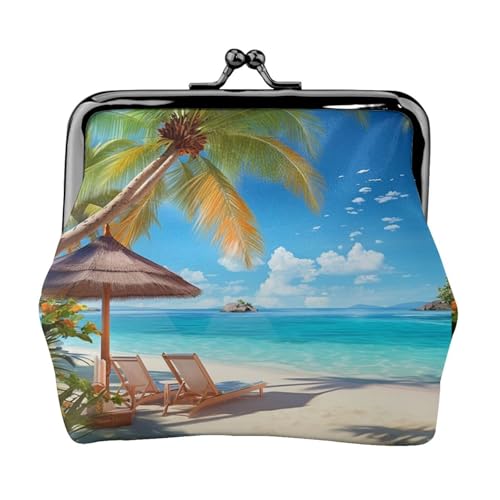 Kleine Münzbörse für Damen, Sommer, Strand, Urlaub, Kiss-Lock-Geldbörse, Leder, niedliche Münzgeldbörse, Mini-Münztasche, Kleingeldbörse, Schlüsselhalter von LHDGBNV