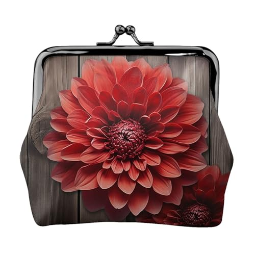 Kleine Münzbörse mit Blumen-Motiv für Damen, Kiss-Lock-Geldbörse, Leder, niedliche Münzgeldbörse, Mini-Münztasche, Kleingeldtasche, Schlüsselhalter von LHDGBNV