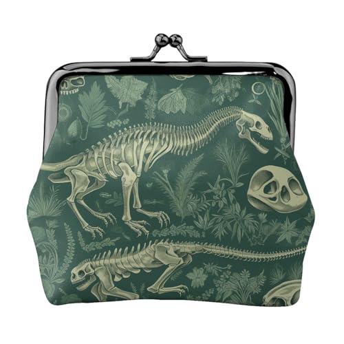 Kleine Münzbörse mit Dinosaurier-Skelett-Design für Frauen, Kiss-Lock-Geldbörse, Leder, niedliche Münzgeldbörse, Mini-Münztasche, Kleingeldbörse, Schlüsselhalter von LHDGBNV