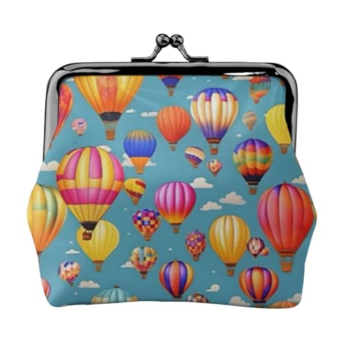 Kleine Münzbörse mit Heißluftballons, für Damen, Kiss-Lock-Geldbörse, Leder, niedliche Münzgeldbörse, Mini-Münztasche, Kleingeldtasche, Schlüsselhalter von LHDGBNV