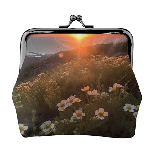 Kleine Münzbörse mit Sonnenuntergang und Blumen, Kiss-Lock-Geldbörse, Leder, niedliche Münzgeldbörse, Mini-Münztasche, Kleingeldbörse, Schlüsselhalter von LHDGBNV