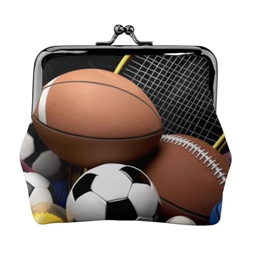Kleine Münzbörse mit Sportmotiv für Frauen, Kiss-Lock-Geldbörse, Leder, niedliche Münzgeldbörse, Mini-Münztasche, Kleingeldbörse, Schlüsselhalter von LHDGBNV