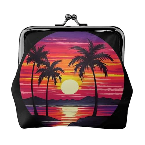 Kleine Münzgeldbörse für Damen, Motiv: Palme, Sonnenuntergang, Kiss-Lock-Geldbörse, Leder, niedliche Münzgeldbörse, Mini-Münztasche, Kleingeldtasche, Schlüsselhalter Kleine Münzgeldbörse für Damen, Motiv: Palme, Sonnenuntergang, Kiss-Lock-Geldbörse, Leder, niedliche Münzgeldbörse, Mini-Münztasche, Kleingeldtasche, Schlüsselhalter von LHDGBNV