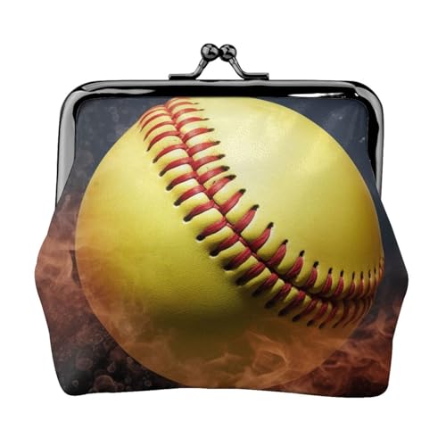 Kleine Softball-Geldbörse für Frauen, Kiss-Lock-Geldbörse, Leder, niedliche Münzgeldbörse, Mini-Münztasche, Kleingeldbörse Schlüsselhalter von LHDGBNV