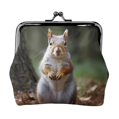 Kleines Eichhörnchen-Münzgeldbörse für Damen, Kiss-Lock-Geldbörse, Leder, niedliche Münzgeldbörse, Mini-Münztasche, Kleingeldbörse, Schlüsselhalter von LHDGBNV