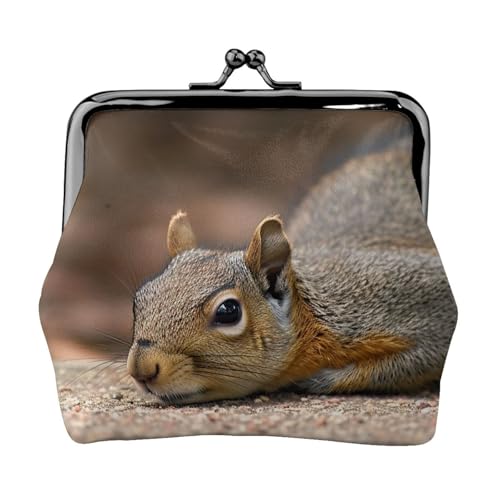 Kleines Eichhörnchen-Münzgeldbörse für Frauen, Kiss-Lock-Geldbörse, Leder, niedliche Münzgeldbörse, Mini-Münztasche, Kleingeldtasche, Schlüsselhalter von LHDGBNV