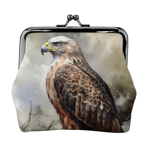 Kleines Münzfach für Damen, Motiv: Aquarell von Hawk, Kiss-Lock-Geldbörse, Leder, niedliche Münztasche, Kleingeldtasche, Schlüsselhalter von LHDGBNV