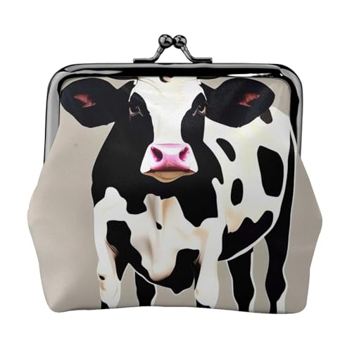 Kleines Münzgeldbörse für Damen, Kuh-Design, Leder, niedliche Münzbörse, Mini-Münztasche, Kleingeldtasche, Schlüsselhalter von LHDGBNV