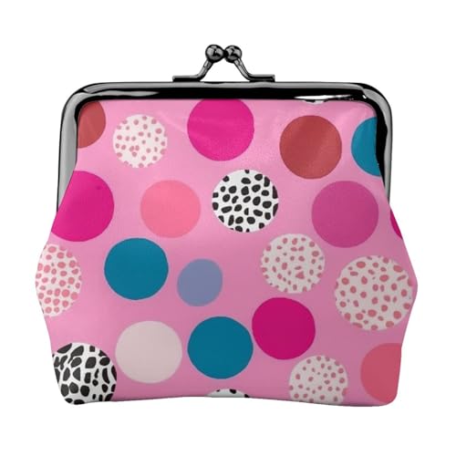 Kleines Portemonnaie für Damen, Motiv: Crazy Pink Polka Dots, Kiss-Lock-Geldbörse, Leder, niedliche Münzgeldbörse, Mini-Münztasche, Kleingeldbörse, Schlüsselhalter von LHDGBNV