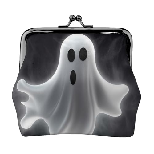 Kleines Portemonnaie für Damen, Motiv: Geist-Motiv, Schwarz und Halloween, Leder, niedliche Münztasche, Kleingeldtasche, Schlüsselhalter von LHDGBNV