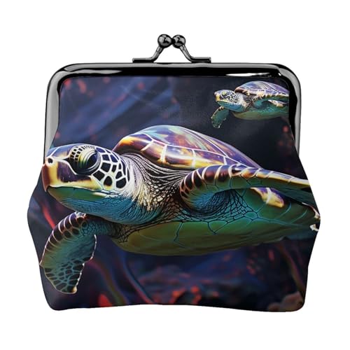 Kleines Portemonnaie für Damen, Motiv: tropische Meeresschildkröte, Leder, niedliche Münztasche, Kleingeldtasche, Schlüsselhalter von LHDGBNV