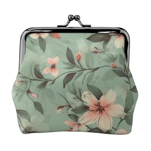 Kleines Portemonnaie für Damen, Pastell-Blumenmuster, Kiss-Lock-Geldbörse, Leder, niedliche Münzgeldbörse, Mini-Münztasche, Kleingeldtasche, Schlüsselhalter von LHDGBNV