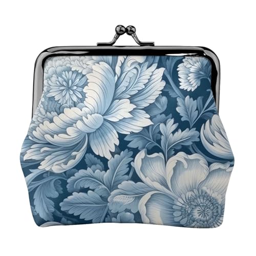 Kleines Portemonnaie für Damen, mit Kiss-Lock-Geldbörse, Leder, niedliches Münzfach, Kleingeldtasche, Schlüsselhalter, Blau / Weiß Kleines Portemonnaie für Damen, mit Kiss-Lock-Geldbörse, Leder, niedliches Münzfach, Kleingeldtasche, Schlüsselhalter, Blau / Weiß von LHDGBNV