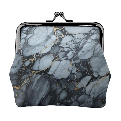 Kleines Portemonnaie für Damen, strukturiertes Marmor, schwarz, Kiss-Lock-Geldbörse, Leder, niedliche Münzgeldbörse, Mini-Münztasche, Kleingeldtasche, Schlüsselhalter von LHDGBNV