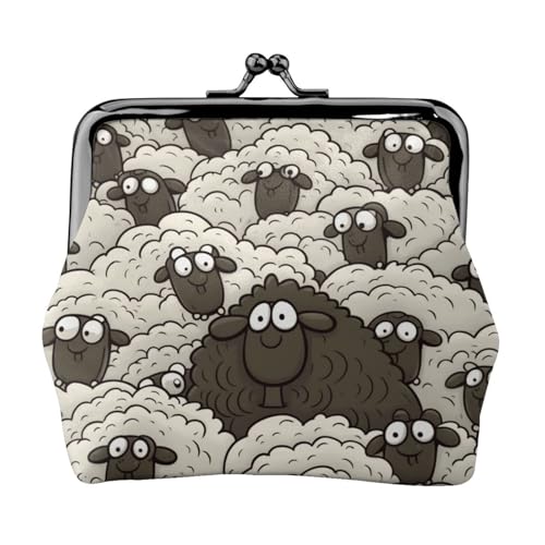 Kleines Portemonnaie mit Cartoon-Schaf für Frauen, Kiss-Lock-Geldbörse, Leder, niedliche Münzgeldbörse, Mini-Münztasche, Kleingeldtasche, Schlüsselhalter von LHDGBNV