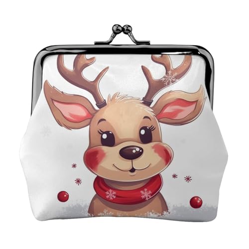 Kleines Portemonnaie mit Rentier-Motiv für Damen, Kiss-Lock-Geldbörse, Leder, niedliche Münzgeldbörse, Mini-Münztasche, Kleingeldtasche, Schlüsselhalter Kleines Portemonnaie mit Rentier-Motiv für Damen, Kiss-Lock-Geldbörse, Leder, niedliche Münzgeldbörse, Mini-Münztasche, Kleingeldtasche, Schlüsselhalter von LHDGBNV